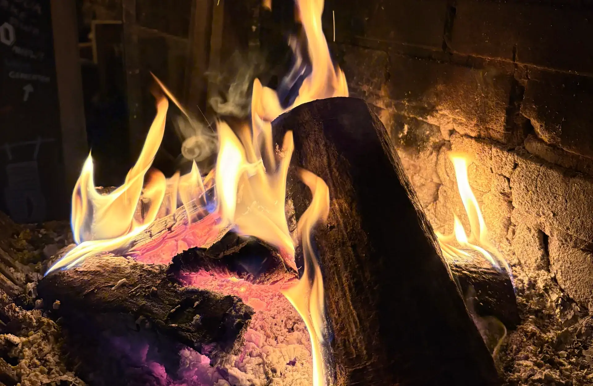 Open haard vuur