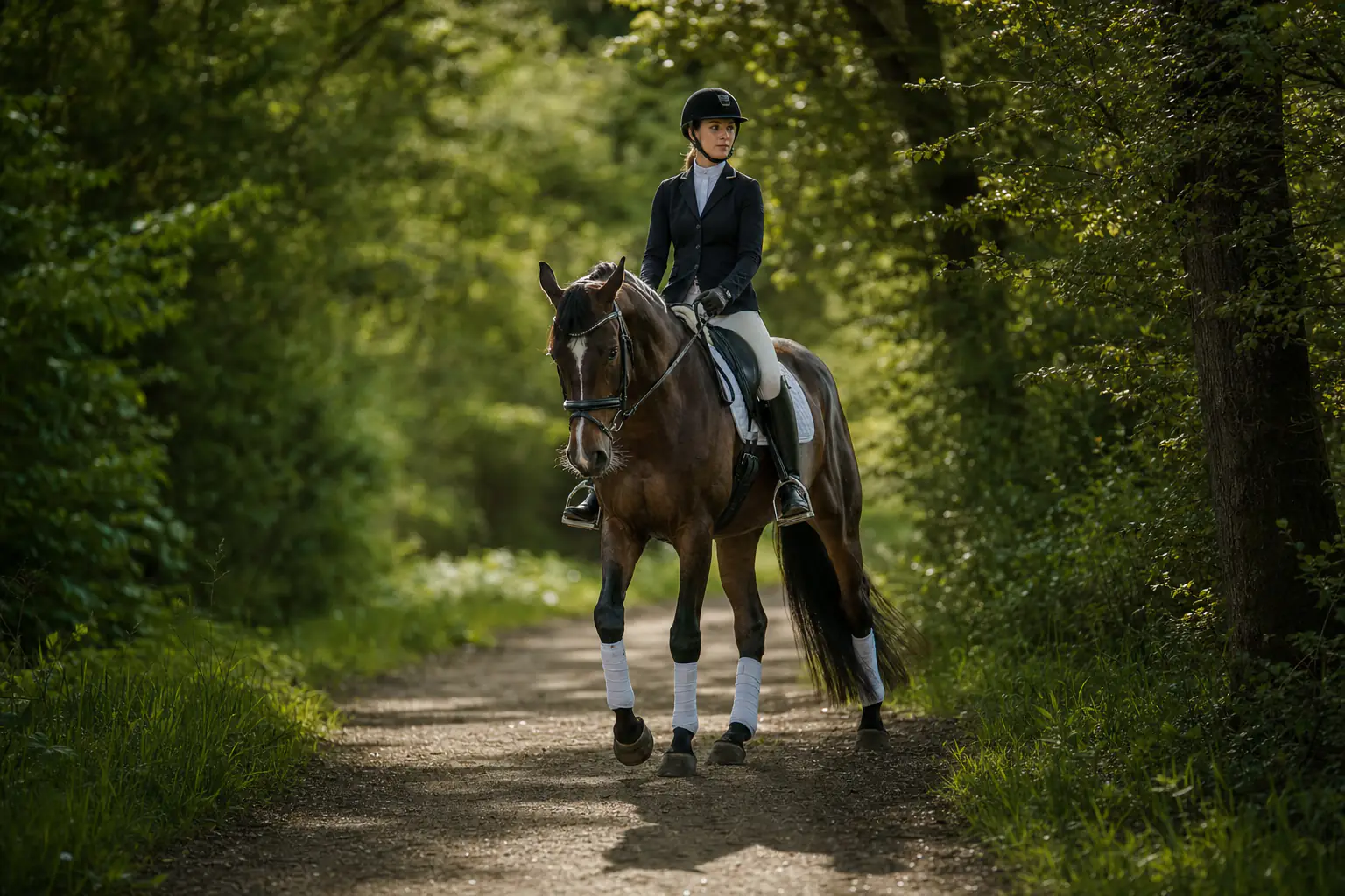 Ruiter te paard in de natuur