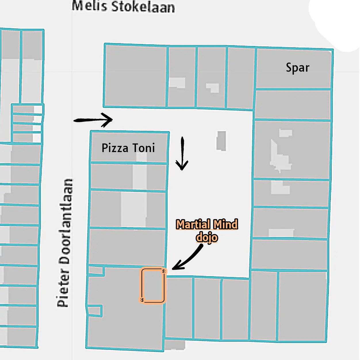 Kaart locatie dojo