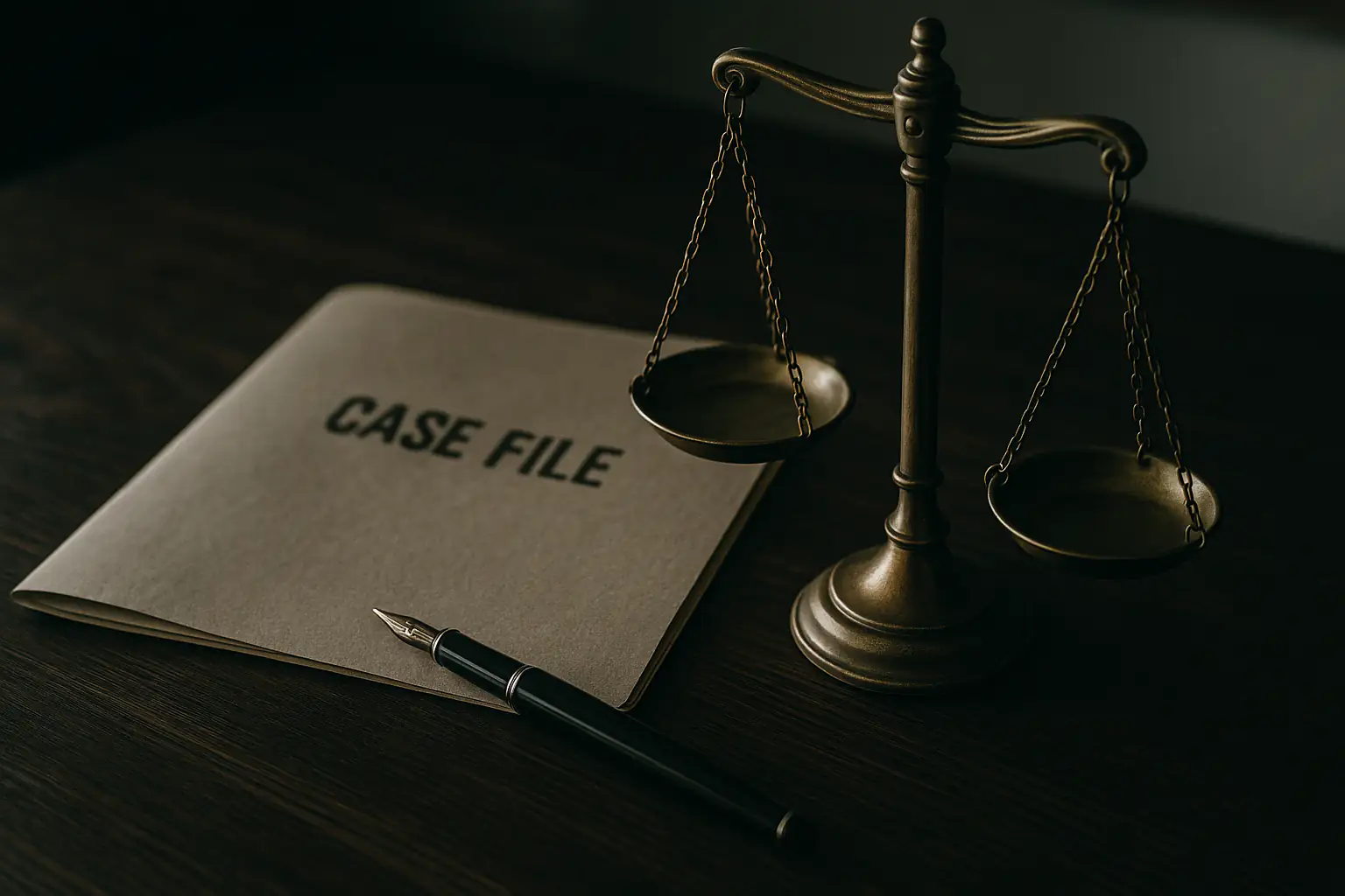 Legal scales and courtroom documentation