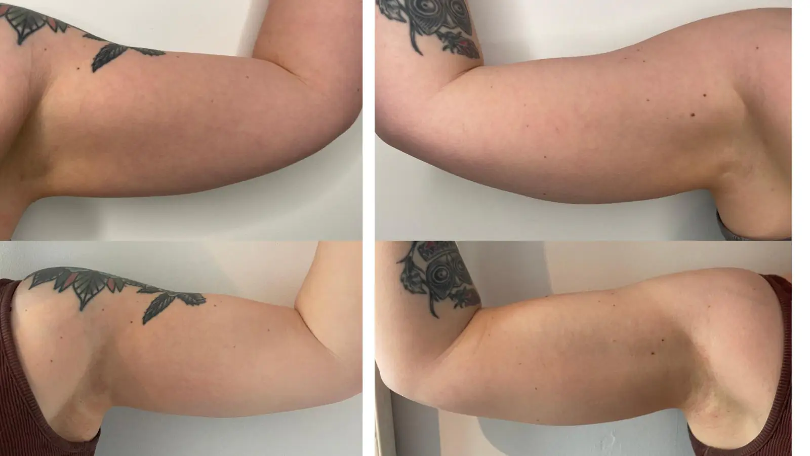 Collage van drie close-ups van wenkbrauwen transformatie over drie sessies